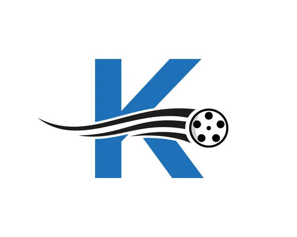 Initial Letter Film Logo Concept Film Reel Media Sign Movie — Stock Vector