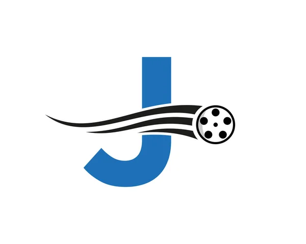 Initial Letter Film Logo Concept Film Reel Media Sign Movie — Stock Vector