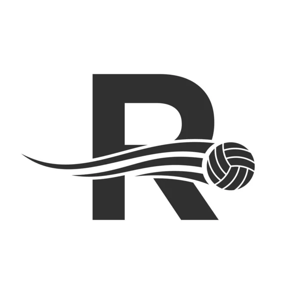 Letter R Volleyball Logo Design For Volley Ball Club Symbol Vector Template. Volleyball Sign Template