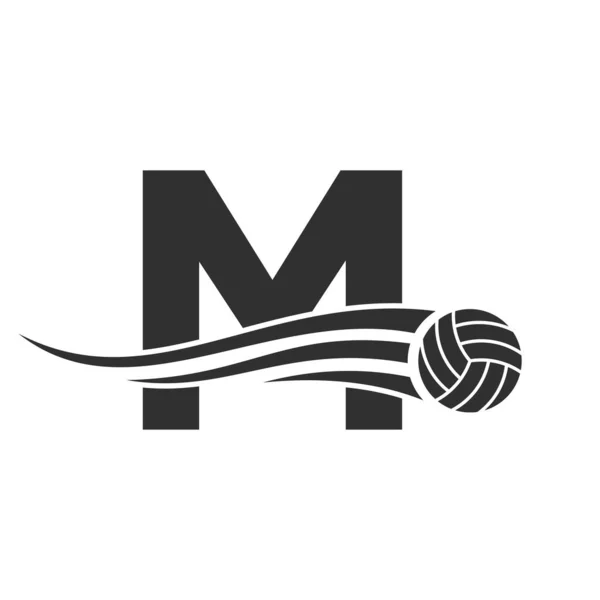 Letter M Volleyball Logo Design For Volley Ball Club Symbol Vector Template. Volleyball Sign Template