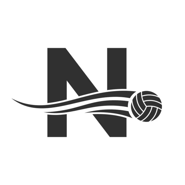 Letter N Volleyball Logo Design For Volley Ball Club Symbol Vector Template. Volleyball Sign Template