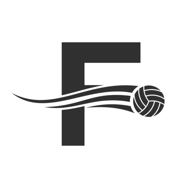 Letter F Volleyball Logo Design For Volley Ball Club Symbol Vector Template. Volleyball Sign Template