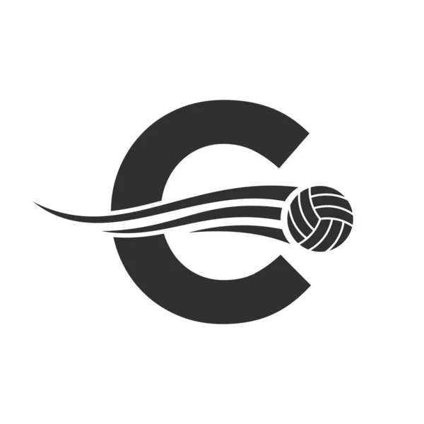 Letter C Volleyball Logo Design For Volley Ball Club Symbol Vector Template. Volleyball Sign Template