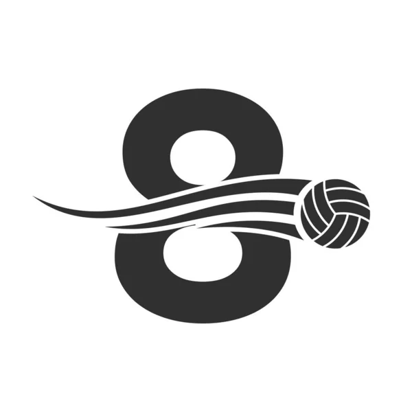 Letter 8 Volleyball Logo Design For Volley Ball Club Symbol Vector Template. Volleyball Sign Template