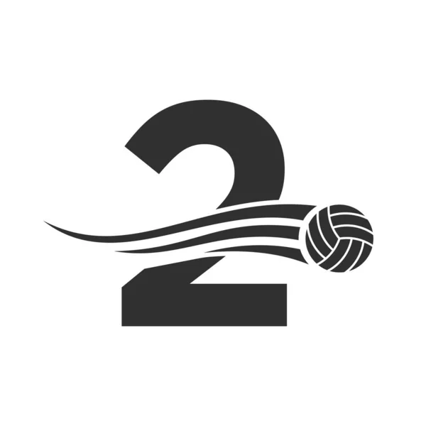 Letter 2 Volleyball Logo Design For Volley Ball Club Symbol Vector Template. Volleyball Sign Template
