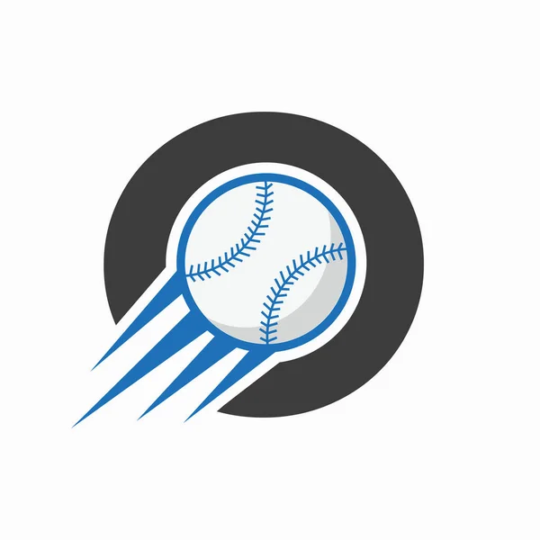 Eerste Letter Baseball Logo Concept Met Bewegende Baseball Icon Vector — Stockvector