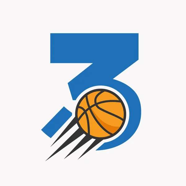 Harf Basketbol Logosu Hareketli Basketbol Simgesi Basket Topu Logotype Sembol — Stok Vektör
