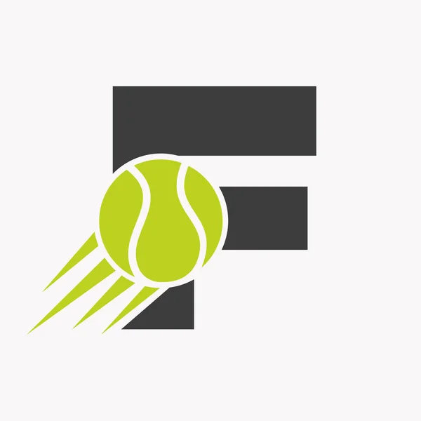 Inledande Bokstav Tennis Logo Koncept Med Rörlig Tennisboll Ikonen Tennis — Stock vektor