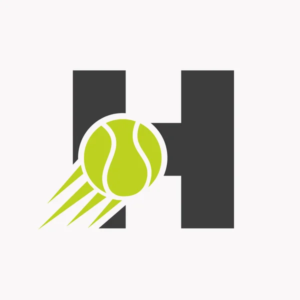 Inledande Bokstav Tennis Logo Koncept Med Rörlig Tennisboll Ikonen Tennis — Stock vektor