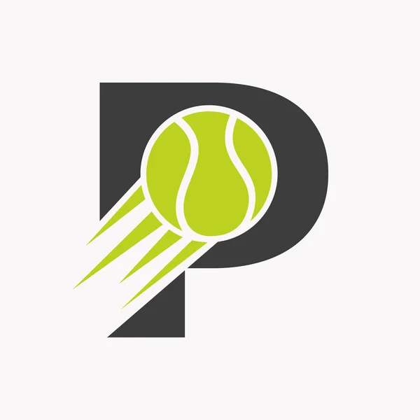 Initial Letter Tennis Logo Konzept Mit Beweglichen Tennisball Symbol Tennis — Stockvektor