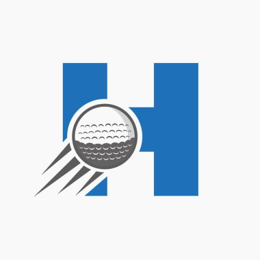 H harfi Golf Logosu Taşıyıcı Golf Topu Simgesi. Hokey Spor Logosu Sembol Vektörü Şablonu