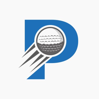 P harfi Golf Logosu Taşıyıcı Golf Topu Simgesi. Hokey Spor Logosu Sembol Vektörü Şablonu