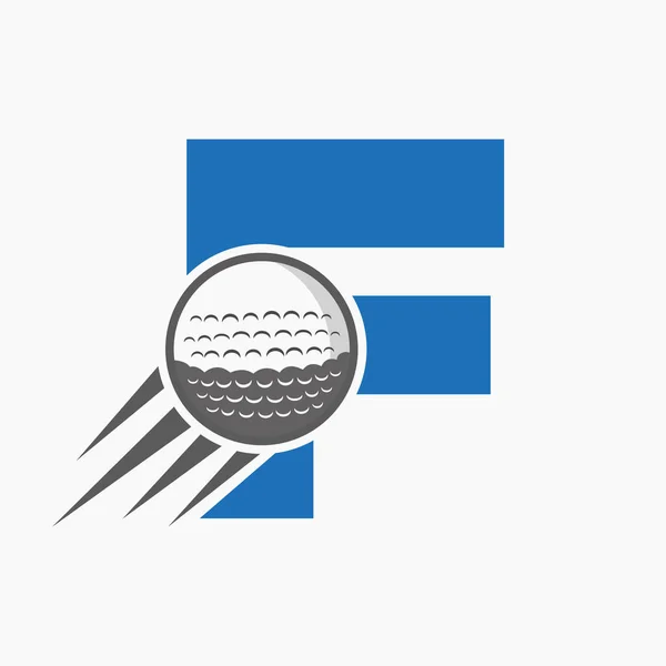 Γράμμα Golf Logo Concept Κινούμενο Εικονίδιο Μπάλα Γκολφ Χόκεϊ Αθλητισμός — Διανυσματικό Αρχείο
