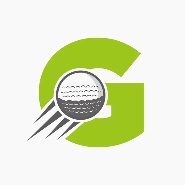 Letra Golf Logo Concepto Con Mover Bola Golf Icono Hockey — Vector de stock