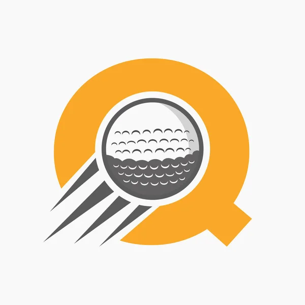 Harfi Golf Logosu Hareket Eden Golf Topu Simgesi Hokey Spor — Stok Vektör