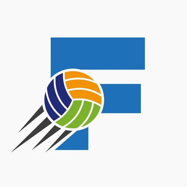 Počáteční Písmeno Volejbalové Logo Koncepce Pohybující Volejbalovou Ikonou Ikony Šablona — Stockový vektor