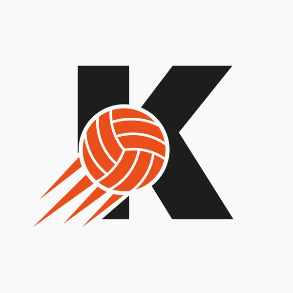 Initial Letter Volleyball Logo Concept Moving Volley Ball Icon Volleyball — Stock Vector