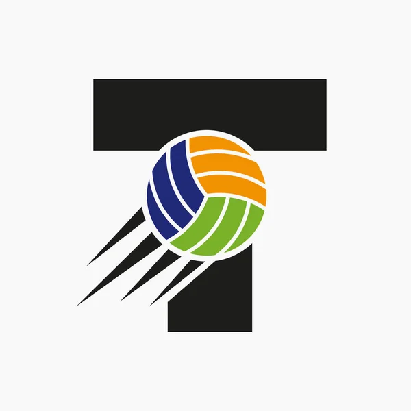 Letra Inicial Voleibol Logo Concepto Con Ícono Voleibol Movimiento Voleibol — Vector de stock