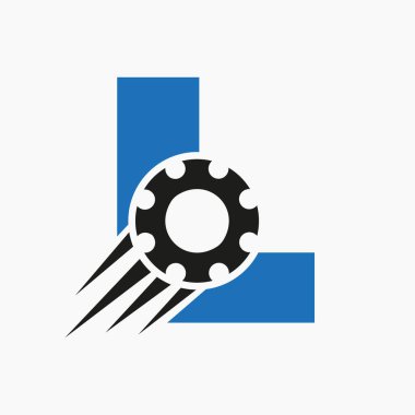 Letter L Gear Cogwheel Logo. Automotive Industrial Icon, Gear Logo, Car Repair Symbol