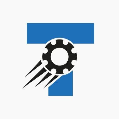 Letter T Gear Cogwheel Logo. Automotive Industrial Icon, Gear Logo, Car Repair Symbol