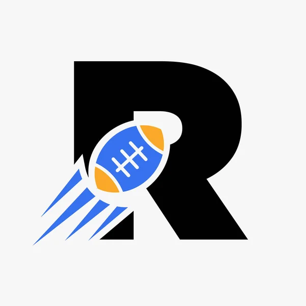 Γράμμα Ράγκμπι Logo Concept Κινούμενη Εικόνα Μπάλα Ράγκμπι Ράγκμπι Sports — Διανυσματικό Αρχείο