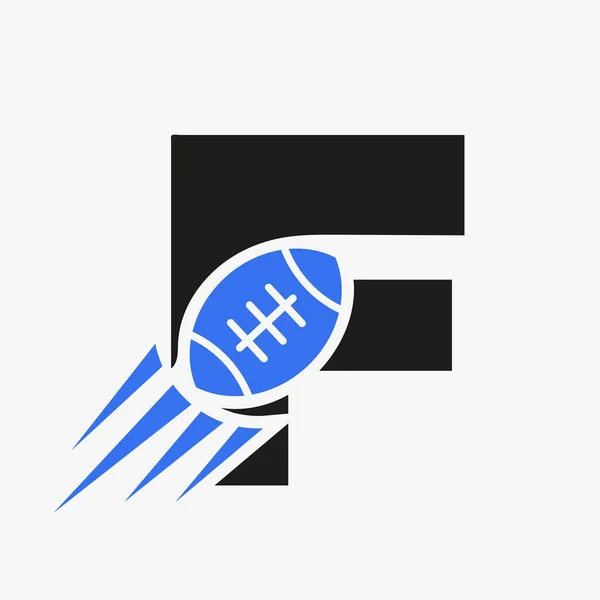 Rugby Logo Concept Moving Rugby Ball Icon 스포츠 Vector Template — 스톡 벡터