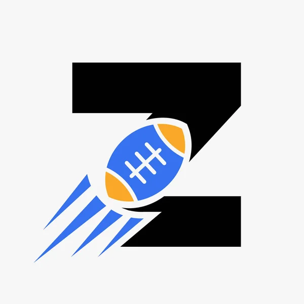 Rugby Logo Concept Moving Rugby Ball Icon 스포츠 Vector Template — 스톡 벡터