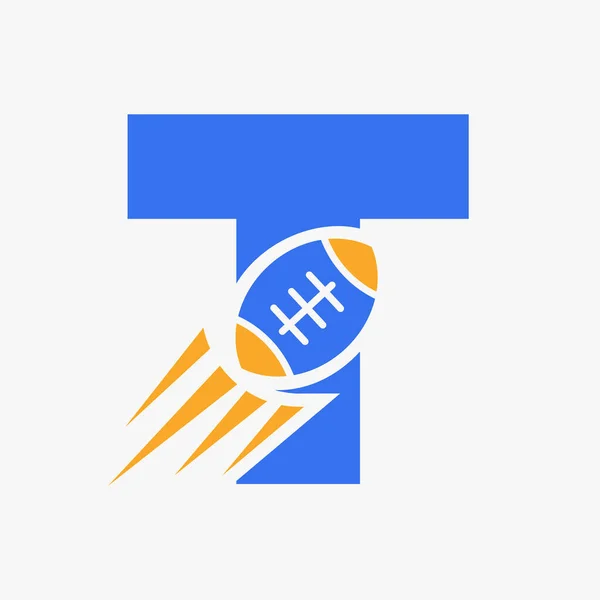 Γράμμα Ράγκμπι Logo Concept Κινούμενη Εικόνα Μπάλα Ράγκμπι Ράγκμπι Sports — Διανυσματικό Αρχείο