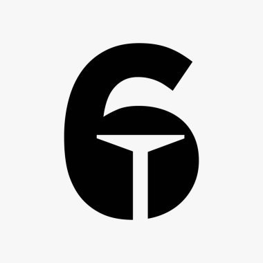 Letter 6 Door Logo Design Combined With Minimal Open Door Icon Vector Template