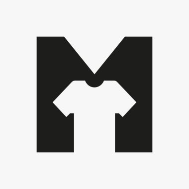 Giysi ve Kumaş Tabelası için T-Shirt Vektör Şablonu ile M harfi logosu kavramı