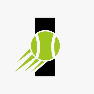 Hareket Eden Tenis Topu Simgesi ile Tenis Logosu. Tenis Spor Logotype Sembol Vektör Şablonu