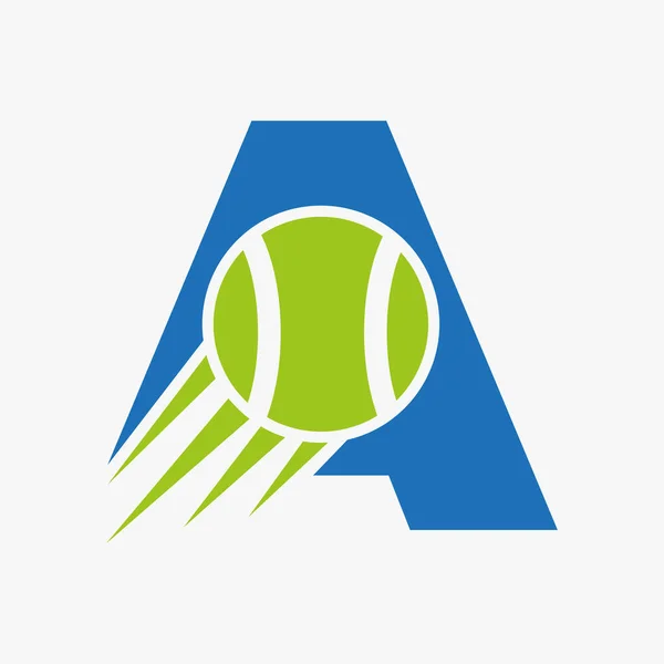 Γράμμα Ένα Λογότυπο Τένις Έννοια Κινούμενο Εικονίδιο Μπάλα Του Τένις — Διανυσματικό Αρχείο