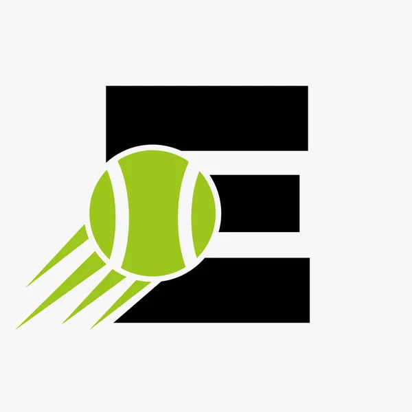 Levél Tennis Logo Koncepció Mozgó Teniszlabda Ikon Tenisz Sport Logotípus — Stock Vector