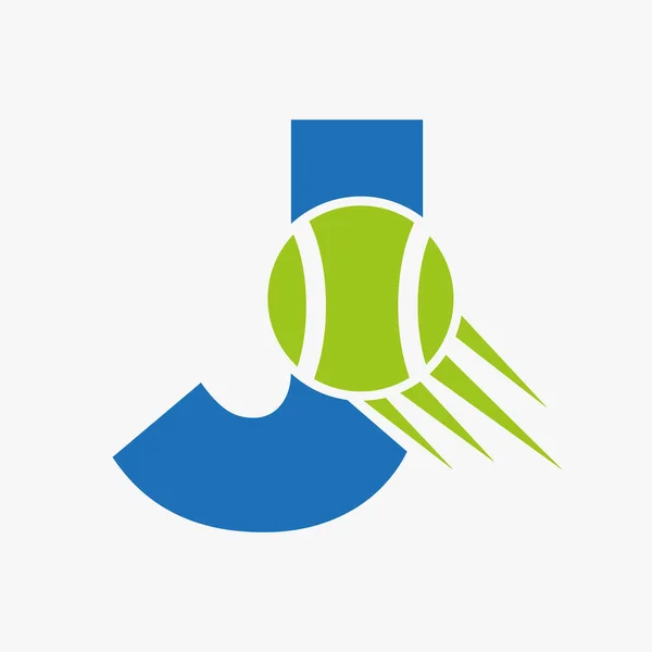 List Tenis Logo Concept Ruchomą Ikoną Piłki Tenisowej Tenis Sports — Wektor stockowy