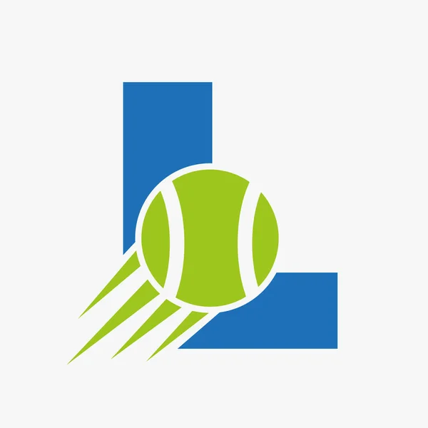 Letra Concepto Logotipo Tenis Con Icono Pelota Tenis Movimiento Tenis — Vector de stock