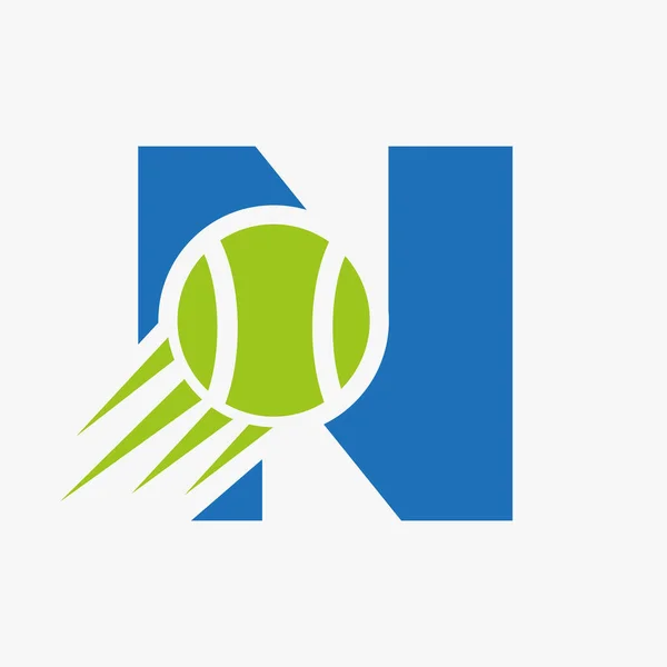 Letra Concepto Logo Tenis Con Icono Pelota Tenis Movimiento Tenis — Archivo Imágenes Vectoriales