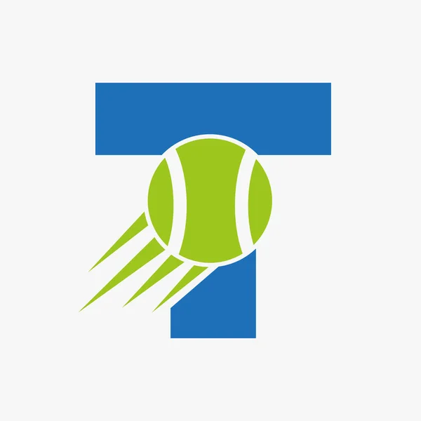 Buchstabe Tennis Logo Konzept Mit Beweglichen Tennisball Symbol Tennis Sport — Stockvektor