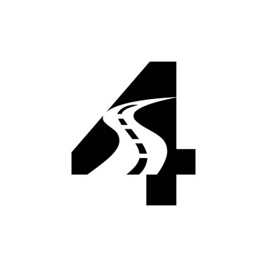 Seyahat ve Ulaşım İşareti Vektör Şablonu için 4. harf yol logosu