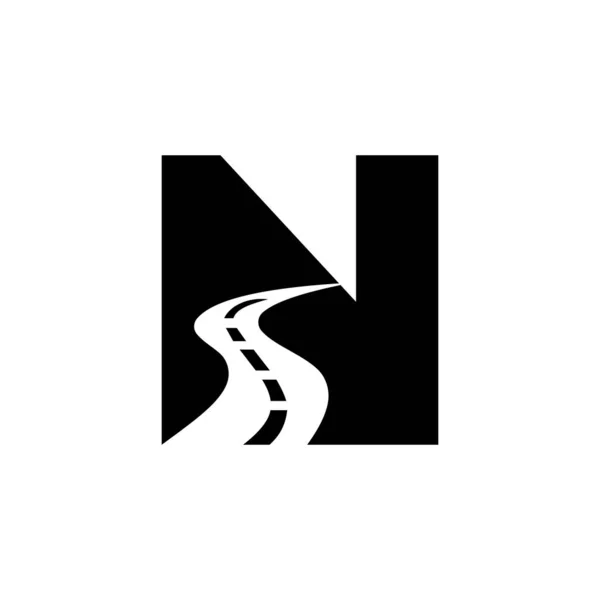 旅行や交通のための初期文字N道路ロゴベクトルテンプレート — ストックベクタ
