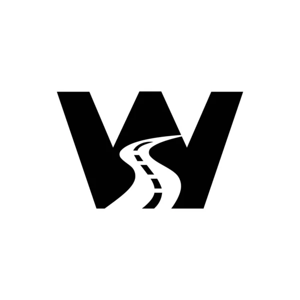 旅行や交通のための初期文字W道路のロゴベクトルテンプレート — ストックベクタ