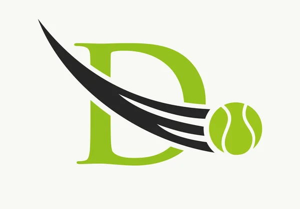 List Tenis Logo Design Szablon Znak Akademii Tenis Sport Symbol — Wektor stockowy