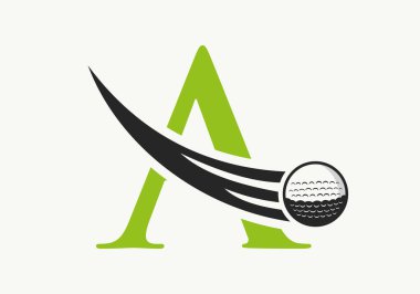 A harfi golf logosu tasarım şablonu. Hokey Spor Akademisi İşareti, Kulüp Sembolü