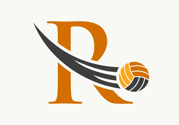 Lettre Signe Conception Logo Volleyball Modèle Vectoriel Symbole Logo Sport — Image vectorielle