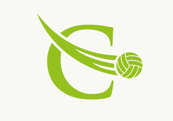 Letra Diseño Logo Voleibol Signo Voleibol Deportes Logotipo Símbolo Vector — Vector de stock