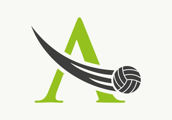 Carta Signo Diseño Logotipo Voleibol Voleibol Deportes Logotipo Símbolo Vector — Vector de stock
