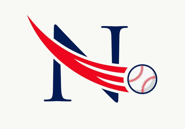 Letter Baseball Logo Concept Moving Baseball Icon Vector Template — Wektor stockowy