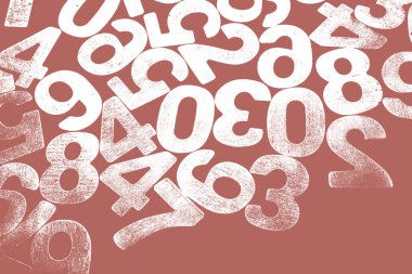 Rakamların geçmişi. Sıfırdan dokuza kadar. Mali veri kavramı. Matematik. Sayılarla kusursuz desen. finansal kriz konsepti. İş başarısı