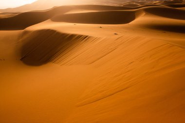 Fas 'taki Sahra Çölü' nde güzel kum tepeleri. Afrika 'da manzara Çölde.