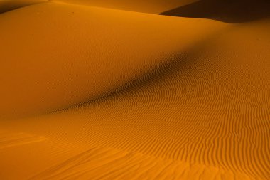 Fas 'taki Sahra Çölü' nde güzel kum tepeleri. Afrika 'da manzara Çölde.