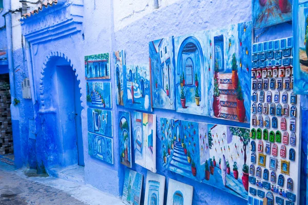 파란만장 거리와 모로코 우엔에 청색을 아름다운 중세의 — 스톡 사진